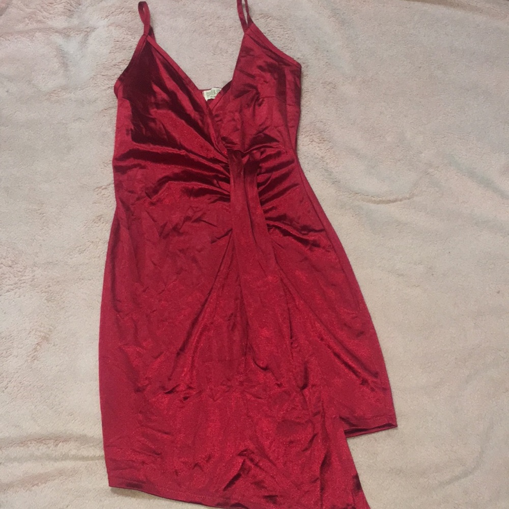 Red silk dress